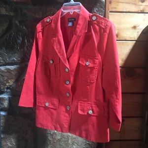 Orange Linen Cargo 3/4 Length Sleeve Jacket 16